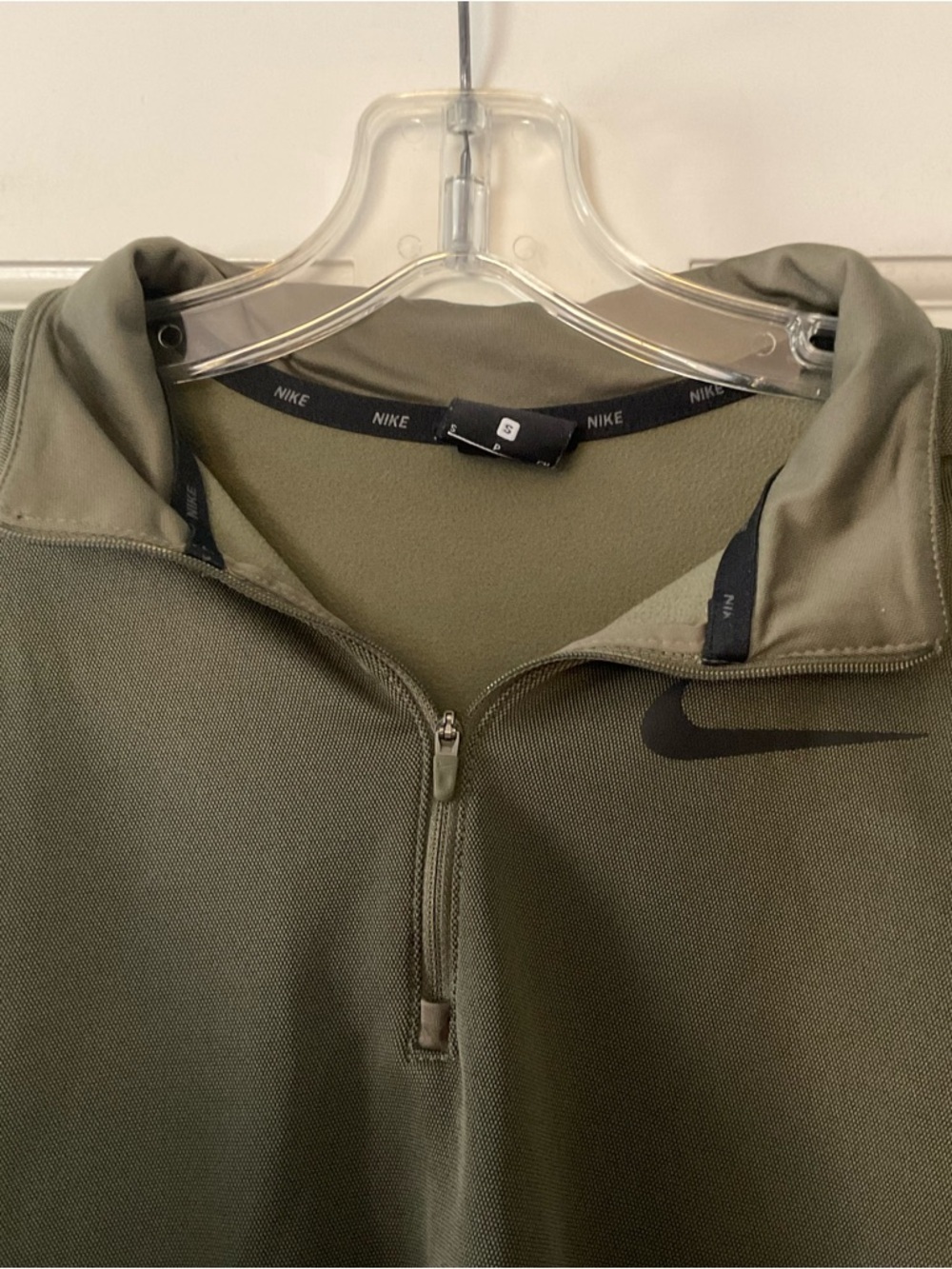 Nike Therma Quarter Zip Shirt Top Long Sleeve Green Men's Size S Active Workout - Picture 2 of 7
